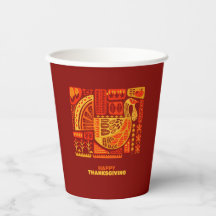 ハッピー感謝祭ジオメトリック抽象芸術オレンジブラウン