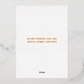 ハッピー感謝祭スクリプトオーバーレイフォトシック金ゴールド 箔シーズンカード (裏面)