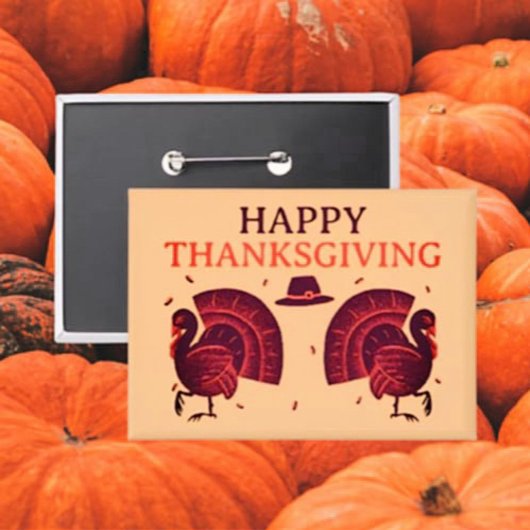 ハッピー感謝祭ターキーボタン 缶バッジ