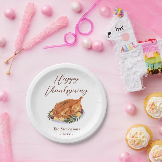 ハッピー感謝祭ディナートルコ水の色素朴 ペーパープレート (パーティー)