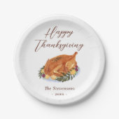 ハッピー感謝祭ディナートルコ水の色素朴 ペーパープレート (正面)