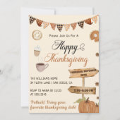 ハッピー感謝祭ディナーパンプキン&秋 招待状 (正面)