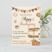 ハッピー感謝祭ディナーパンプキン&秋 招待状 (スタンド正面)
