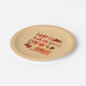 ハッピー感謝祭デイファミリーディナーお祝い ペーパープレート (アングル)