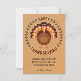 ハッピー感謝祭トルコのフラットグリーティングカード カード
