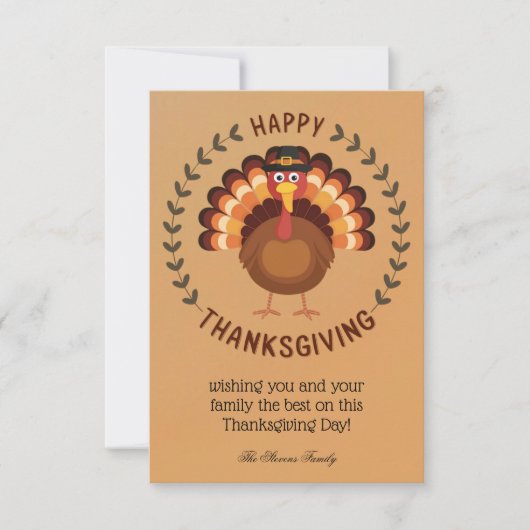 ハッピー感謝祭トルコのフラットグリーティングカード カード (正面)