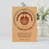 ハッピー感謝祭トルコのフラットグリーティングカード カード (スタンド正面)