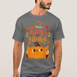 ハッピー感謝祭トルコ幸せ感謝祭パンプク Tシャツ