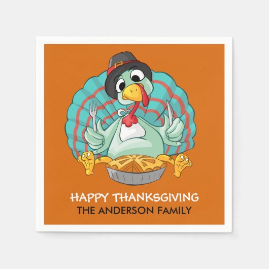 ハッピー感謝祭トルコ スタンダードカクテルナプキン (正面)