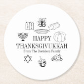 ハッピー感謝祭ハヌッカ ラウンドペーパーコースター (正面)