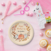 ハッピー感謝祭パーソナライズされた紙プレート ペーパープレート (パーティー)