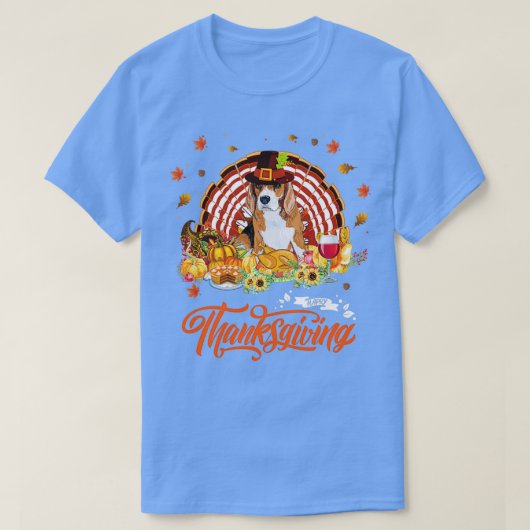 ハッピー感謝祭ビーグルトルコ感謝祭コスト Tシャツ (デザイン正面)