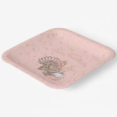 ハッピー感謝祭ピンクのトルコとカボチャ ペーパープレート (傾斜あり)