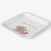 ハッピー感謝祭ピンクのトルコとカボチャ ペーパープレート (傾斜あり)