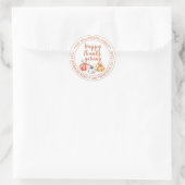 ハッピー感謝祭ファミリー名差出人住所 ラウンドシール (バッグ)