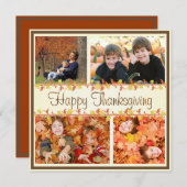 ハッピー感謝祭フォトカードコラージュ秋葉 シーズンカード (正面/裏面)