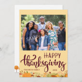 ハッピー感謝祭フラットホリデーフォトカード シーズンカード (正面/裏面)