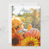 ハッピー感謝祭フレンズひまわりカボチャンスカード 招待状 (正面)