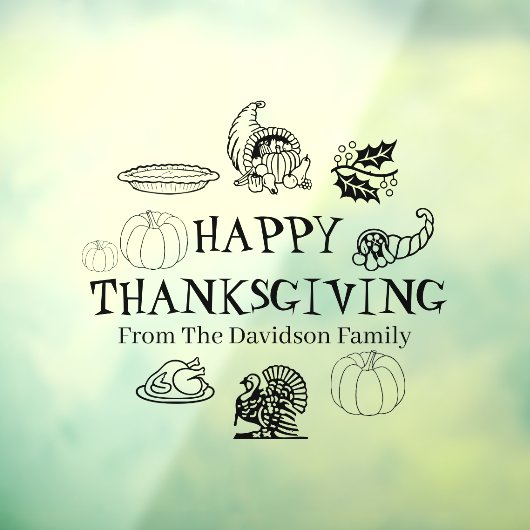 ハッピー感謝祭ブラック名前をカスタムするデコール ウィンドウサイン (シート3)