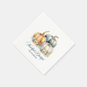 ハッピー感謝祭ブルーオレンジ金ゴールドカボチャ スタンダードカクテルナプキン (角)