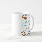 ハッピー感謝祭ブルーブラウン紅葉花h コーヒーマグカップ (正面右)