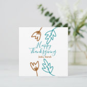 ハッピー感謝祭ブルーブラウン紅葉花h シーズンカード (スタンド正面)