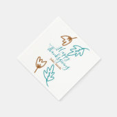 ハッピー感謝祭ブルーブラウン紅葉花h スタンダードカクテルナプキン (角)