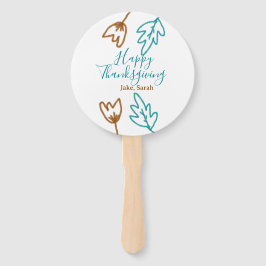 ハッピー感謝祭ブルーブラウン紅葉花h ハンドファン