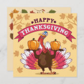 ハッピー感謝祭ホリデーカード シーズンカード (正面/裏面)