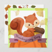 ハッピー感謝祭ホリデーカード シーズンカード (正面/裏面)