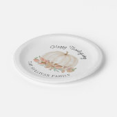 ハッピー感謝祭ホワイトカボチャ ペーパープレート (アングル)