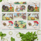 ハッピー感謝祭メドレーヴィンテージポストカード キッチンタオル (折り畳み)