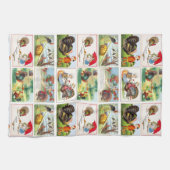 ハッピー感謝祭メドレーヴィンテージポストカード キッチンタオル (横)