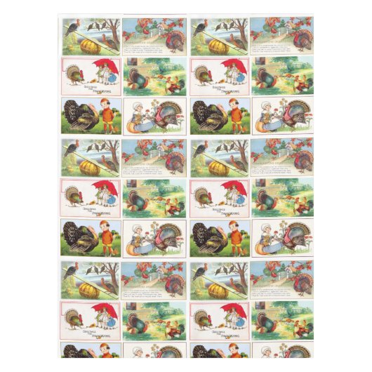 ハッピー感謝祭メドレーヴィンテージポストカード テーブルクロス (正面)