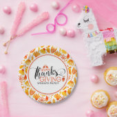 ハッピー感謝祭モダンタイポグラフィデザイン ペーパープレート (パーティー)