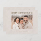 ハッピー感謝祭モダンニュートラルファミリーフォト シーズンポストカード (正面/裏面)