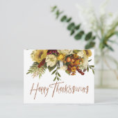 ハッピー感謝祭モダン秋フローラ感謝祭 シーズンポストカード (スタンド正面)