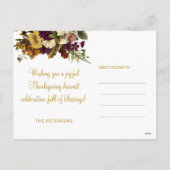 ハッピー感謝祭モダン秋フローラ感謝祭 シーズンポストカード (裏面)