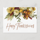 ハッピー感謝祭モダン秋フローラ感謝祭 シーズンポストカード (正面)