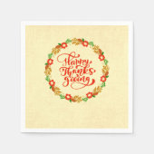 ハッピー感謝祭レッド金ゴールドリースカクテル スタンダードカクテルナプキン (正面)