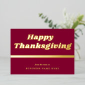 ハッピー感謝祭レトロブルゴーニュ金ゴールドビジネス 箔シーズンカード (立ち正面)