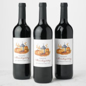 ハッピー感謝祭ヴィンテージカボチャ ワインラベル (ボトル)