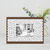ハッピー感謝祭ヴィンテージスケッチと迷路ブラウン シーズンカード (スタンド正面)