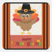 ハッピー感謝祭人気がある、デザイン、オーバルステッカー スクエアシール (正面)