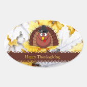 ハッピー感謝祭人気がある、デザイン、オーバルステッカー 楕円形シール (正面)