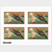 ハッピー感謝祭小さな女の子とトルコヴィンテージ 長方形シール (シート)