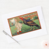 ハッピー感謝祭小さな女の子とトルコヴィンテージ 長方形シール (封筒)