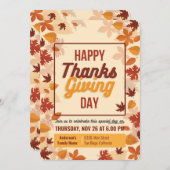 ハッピー感謝祭招待状カード 招待状 (正面/裏面)