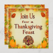 ハッピー感謝祭招待状 招待状 (正面/裏面)