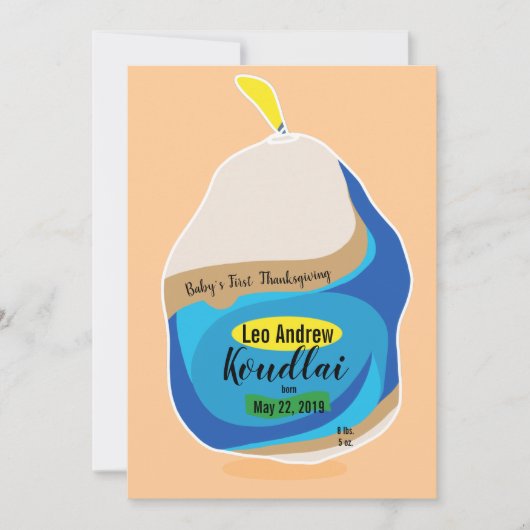 ハッピー感謝祭新生児トルコカード サンキューカード (正面)